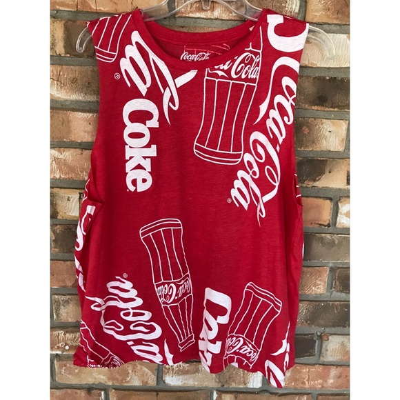 Coco Cola Women’s Sleeveless Red and White Tank Top XXL 19 Juniors - Picture 1 of 6